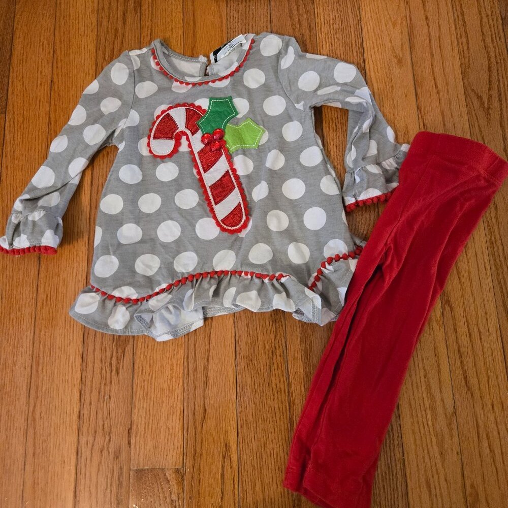 Girls size 24 Months Rare Editions Candy Cane top and pants